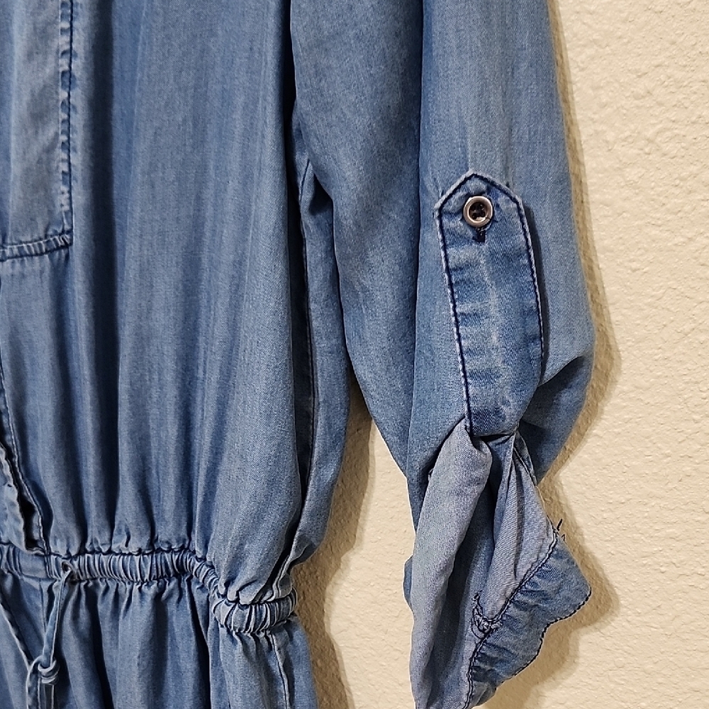 Haute Monde Blue Cuffed Sleeve Tunic Jumpsuit - Picture 7 of 10